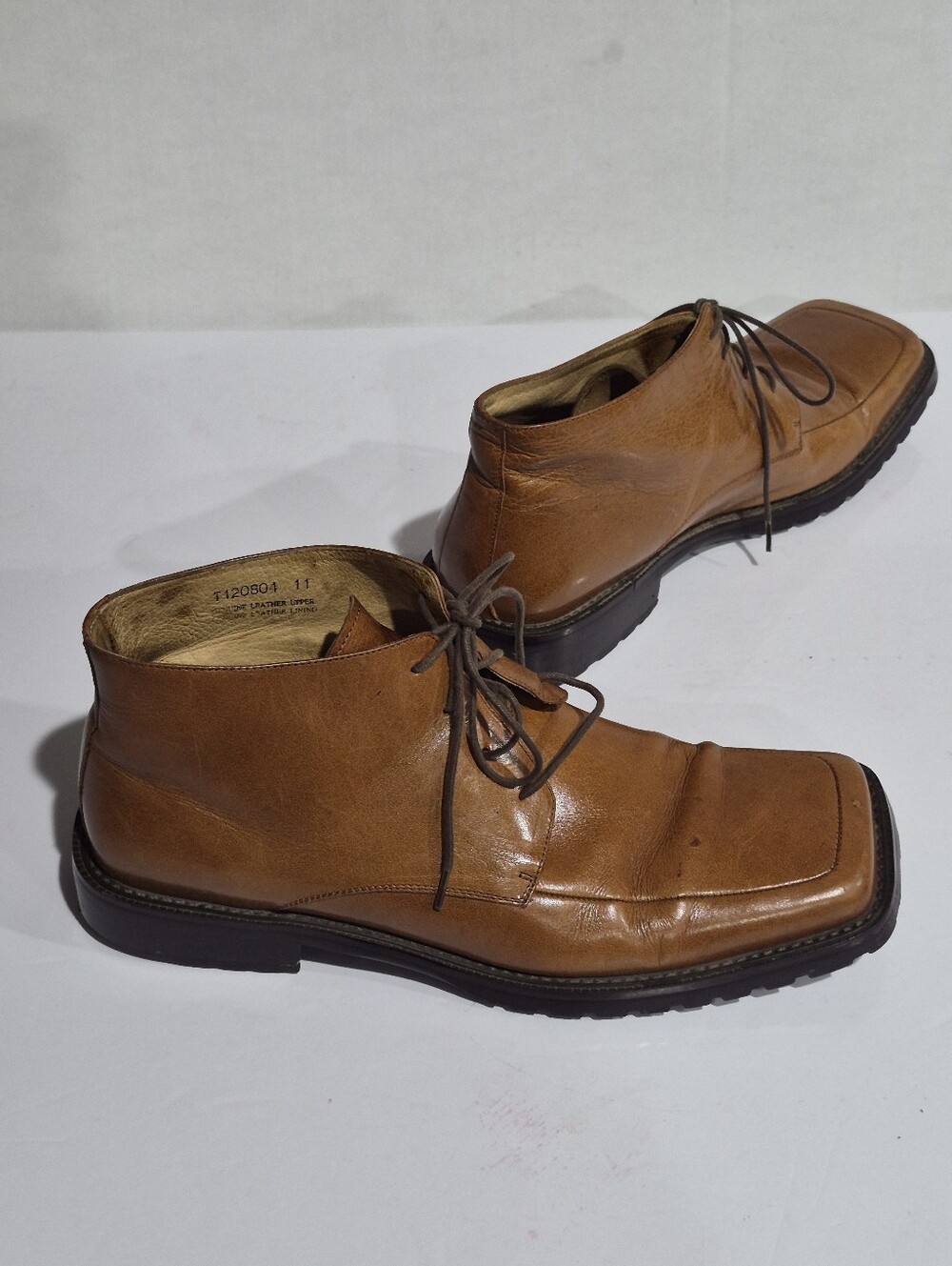 Umberto Raffini Men's Cognac Leather Lace-Up Chukka Boots Size 11